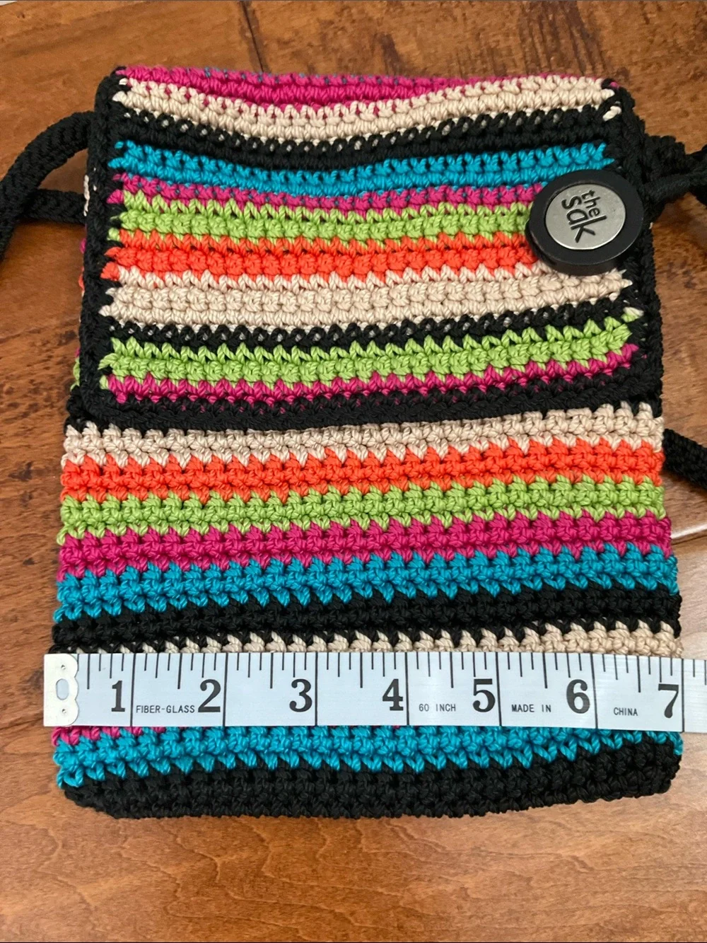 The Sak Multicolor Crochet Crossbody Bag - Vibrant Striped Design